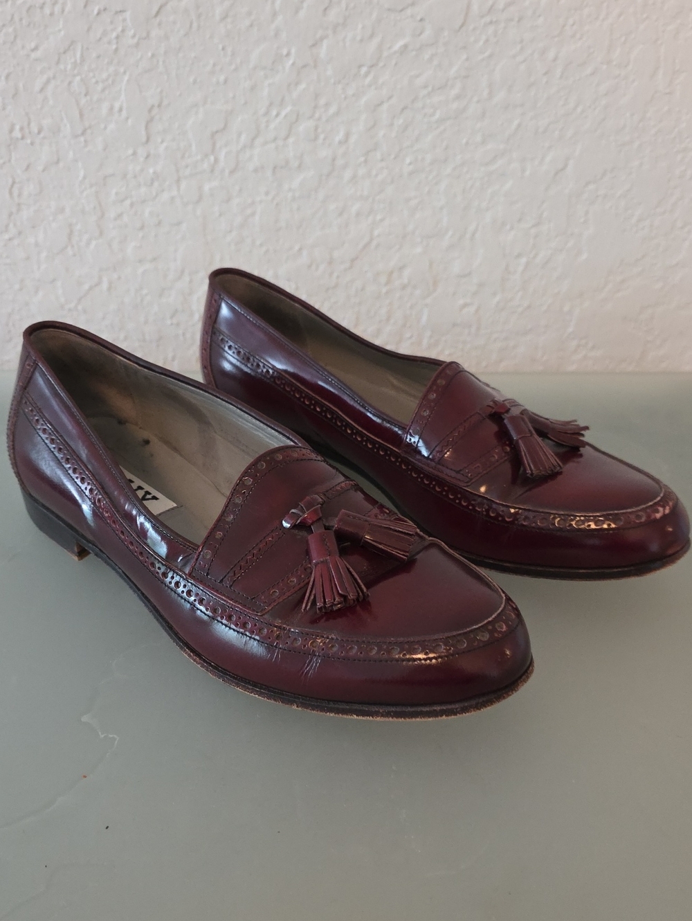 Bally Burgundy Tassel Loafers Size 9.5